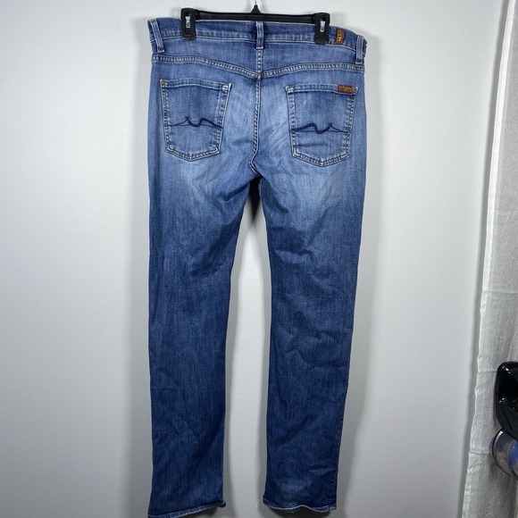 7 For All Mankind The Straight Men's Size 34 Denim Jeans 36x33 Luxe Performance - Picture 3 of 8